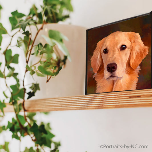 Golden Retriever Painting on Shelf