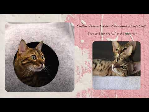 Portrait à l'huile de chats de la savane