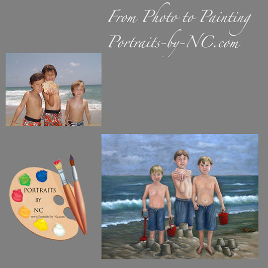 Siblings Portrait from Photo Sand Castle Knights 125