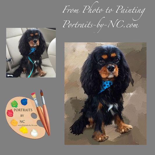 King Charles Spaniel Dog Portrait from Photo 443