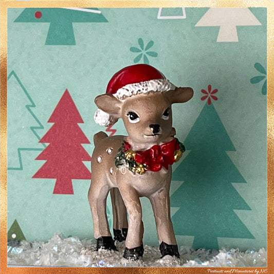 Little Christmas Reindeer Dollhouse Decor