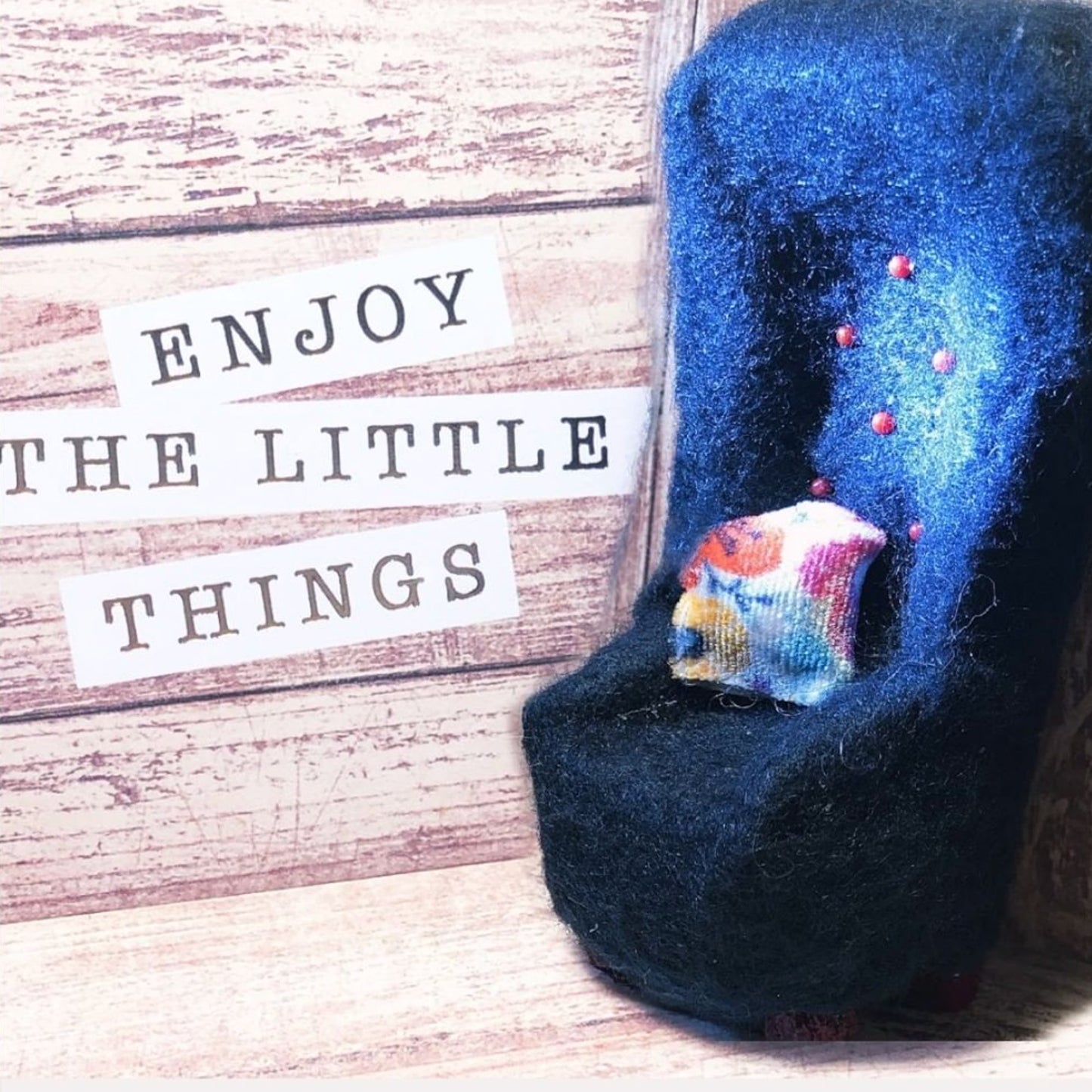 This Boho Style Armchair with Pillow and Poof 1/24 Scale Dollhouse Furniture