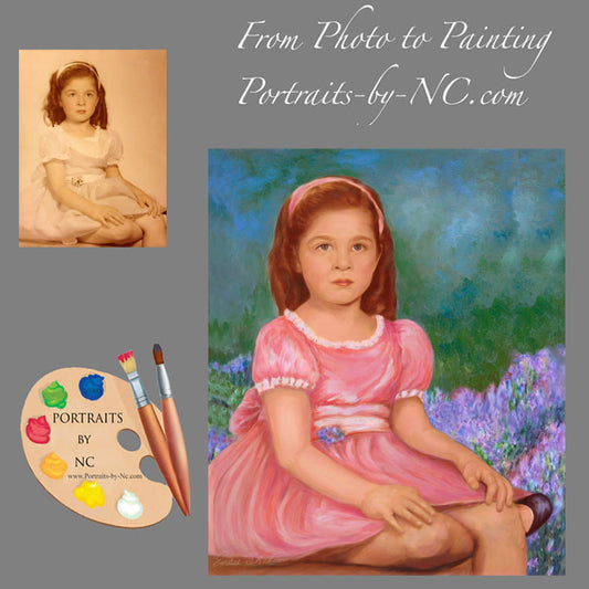 Child Portrait Painting in Monet Garden #223 - Portraits by NC