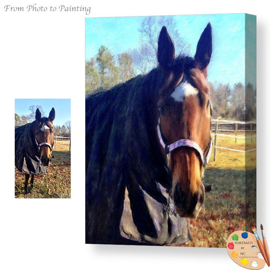 Brown Horse Portrait Painting 608 - Portraits by NC