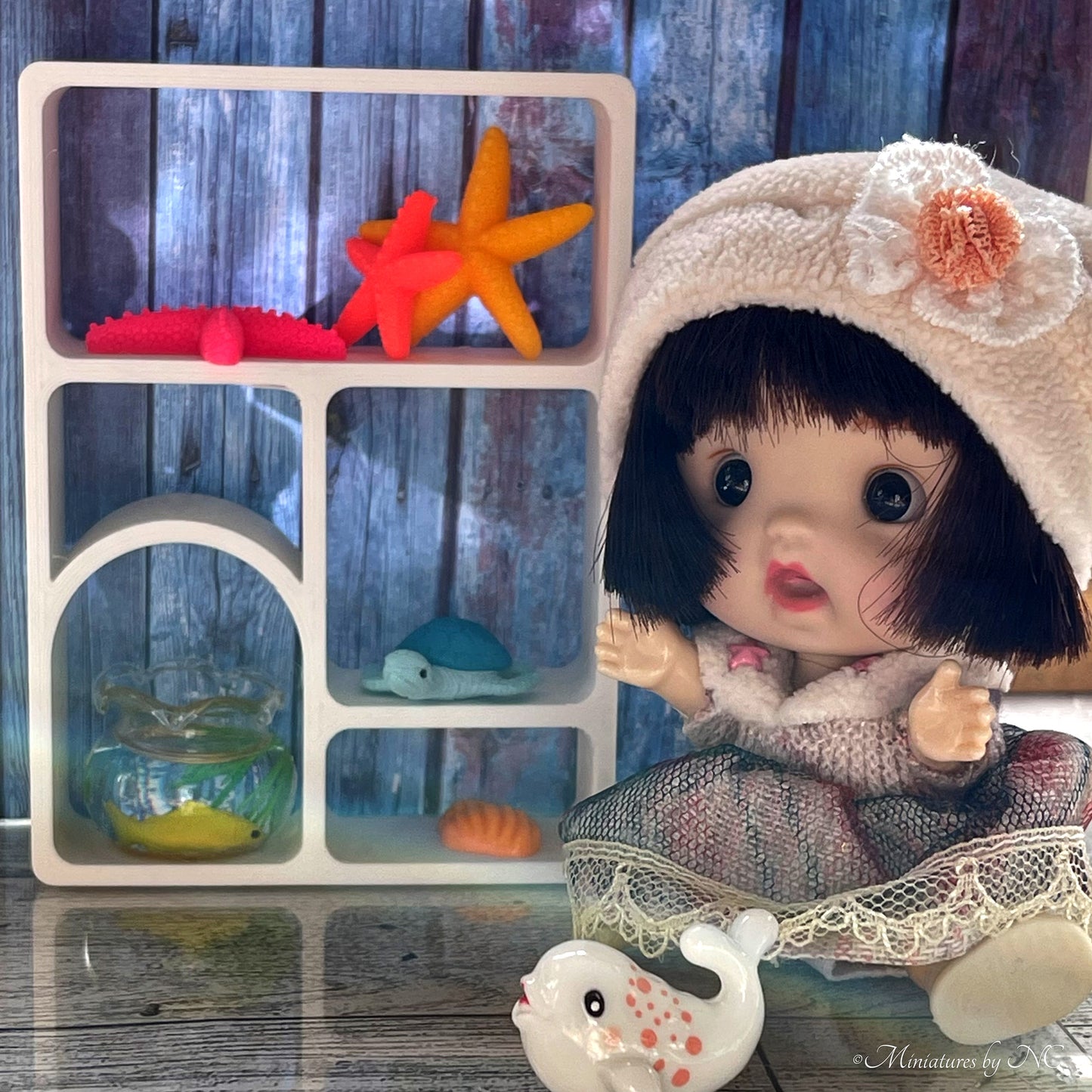 Art Deco Storage Japandi Console Display White Arched Shelves 1/6 or 1/12 Dollhouse Furniture