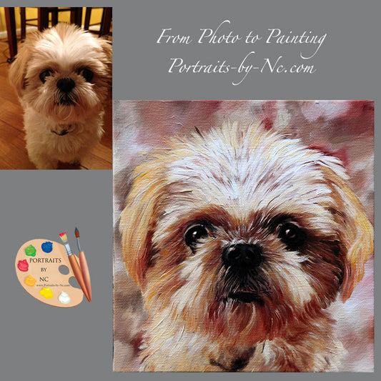 Portraits d'animaux - Portraits de chiens - Portrait à l'huile de Shih Tzu