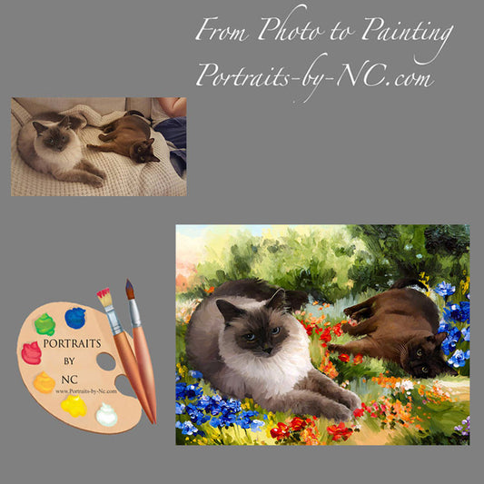 Siamese Cats Portrait from Photo 512