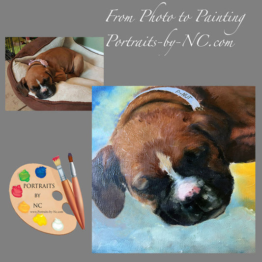 Boxer Puppy Oil Portrait from photo