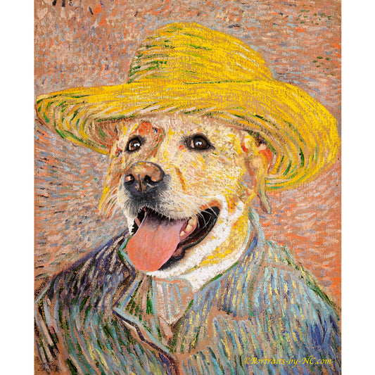 Labrador portrait Van Gogh style - custom pet portraits, hand-painted and digital art by artist Enzie Shahmiri