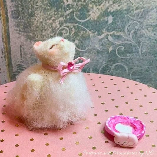 Miniature Felted Cat 1/12 scale
