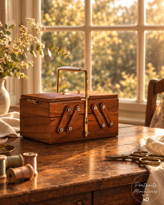 1/6 Scale Wooden Sewing Box