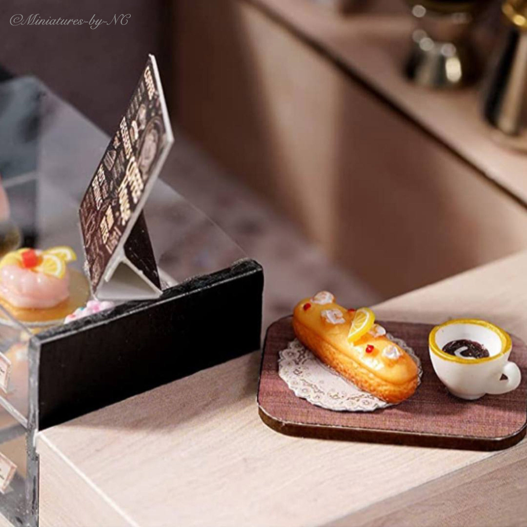 Java Time Miniature Coffee Cup with Pastry – Portraits and Miniatures by NC