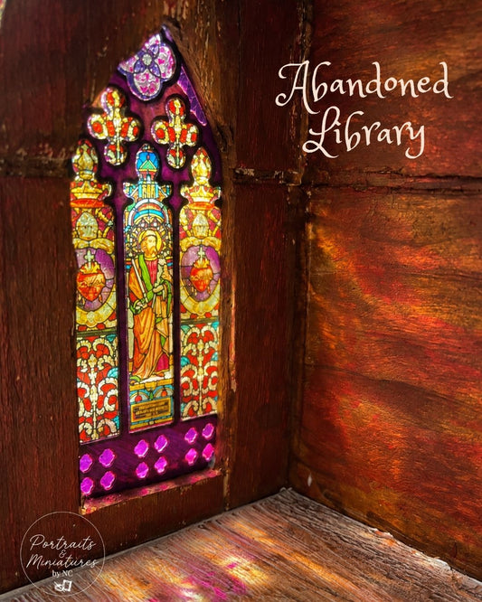 Abandoned Library Room Box Miniature Diorama