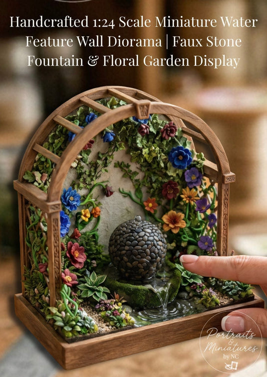 Handcrafted 1:24 Scale Miniature Water Feature Wall Diorama