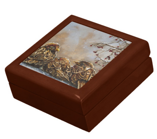 keepsake box with sparrows
