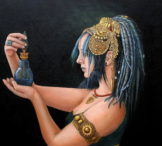 Blue Tribe Oil Painting by Enzie Shahmiri