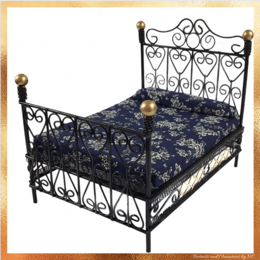 Rod Iron Bed in Black and Gold