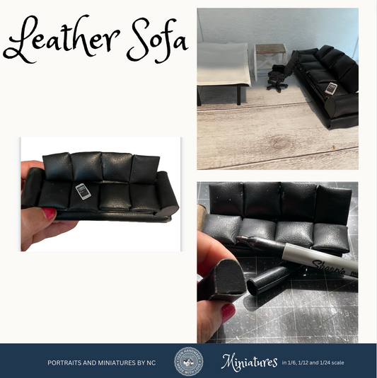 Miniature Dollhouse Sofa Tutorial with Faux Leather (1/24 Scale)