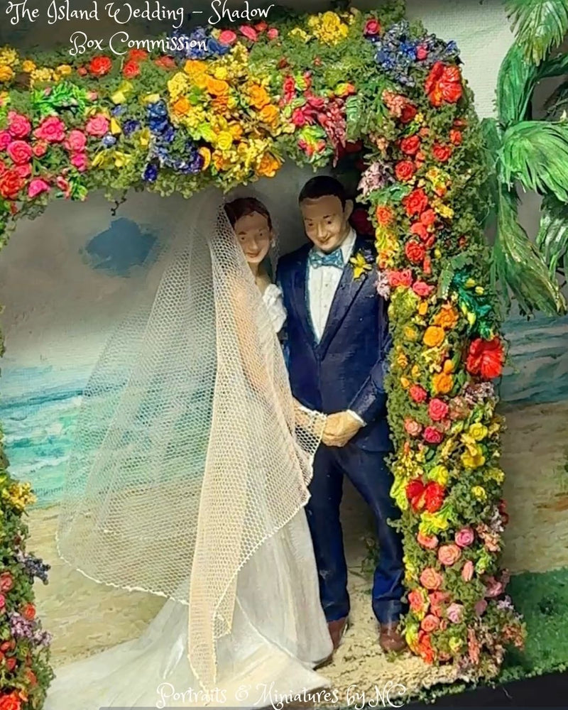 Artisan Island Wedding Shadow Box Reveal: Custom Beach Miniature