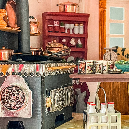 vintage handmade dollhouse stove