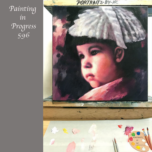 girl painting on easel 596
