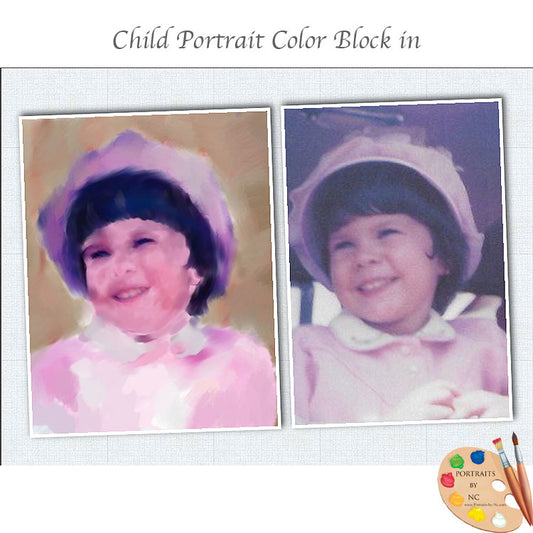 child portrait color block in