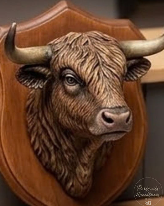 DIY 1:12 Scale Mounted Bull Head Plaque: Step-by-Step Miniature Tutorial