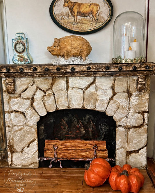 DIY Miniature Stone Fireplace Makeover | Dollhouse Farmhouse Craft
