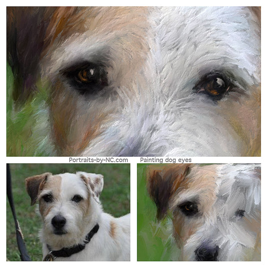 Painting the eyes of a Russel Terrier