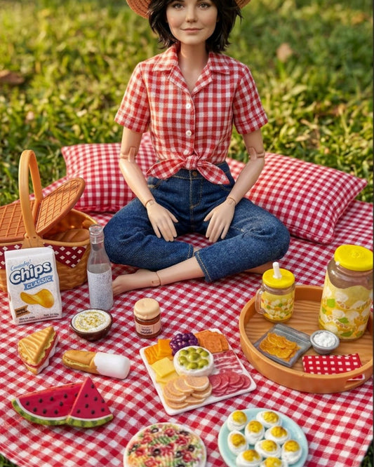 1:12 Scale Art Doll in Summer Picnic Scene