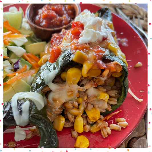 Stuffed Poblano Peppers with Farro