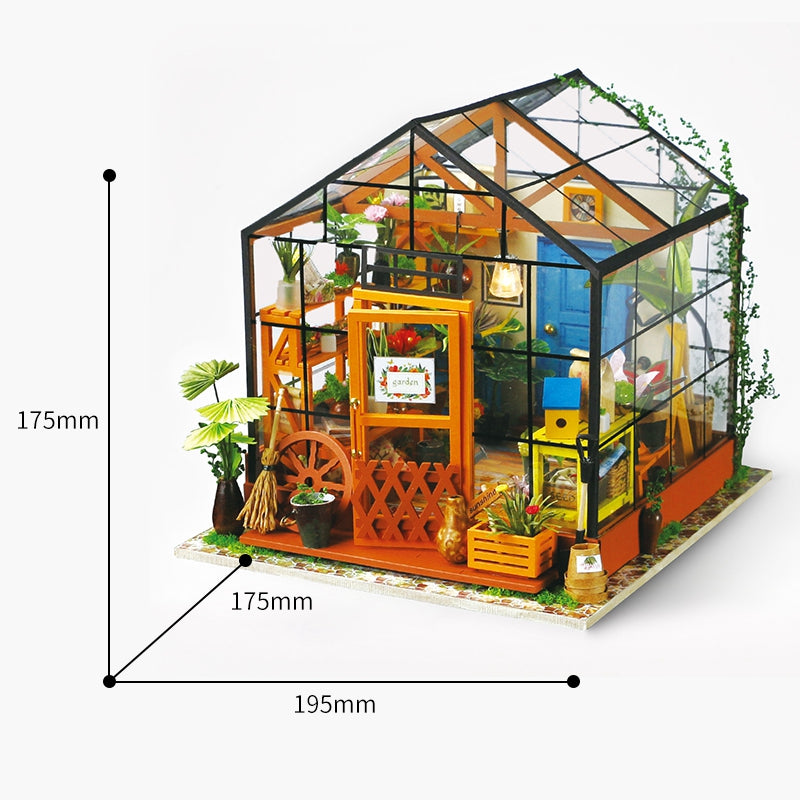 Robotime Miniature Doll House DIY Kathy's Green Garden with Furniture dimensions