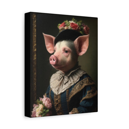 Piggy in Victorian Elegance Stretched Canvas Wall Art