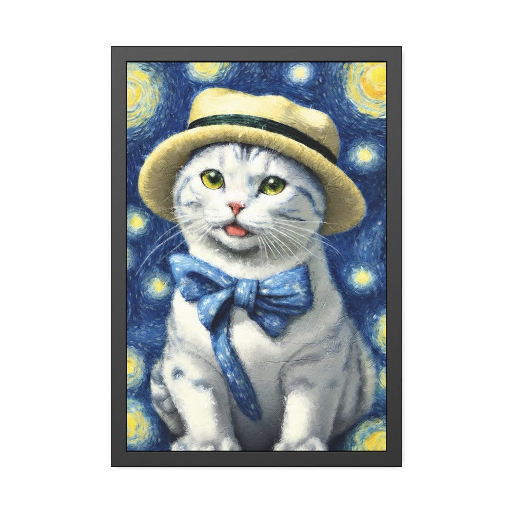 Starry Eye Cat Poster - Framed Paper Posters 