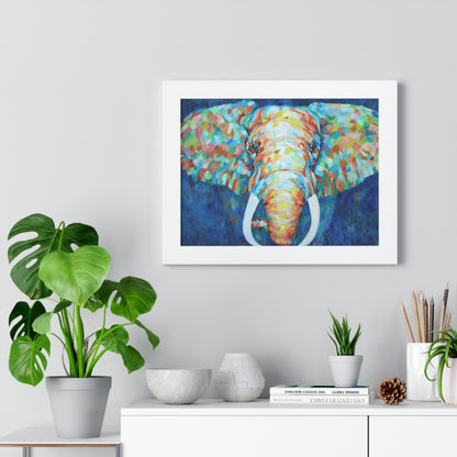 Colorful Elephant - Framed Horizontal Poster white frame in  situ