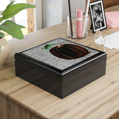 Keepsake/Jewelry Box - Magical Pumpkin - Lacquer Wood Box  black wood box