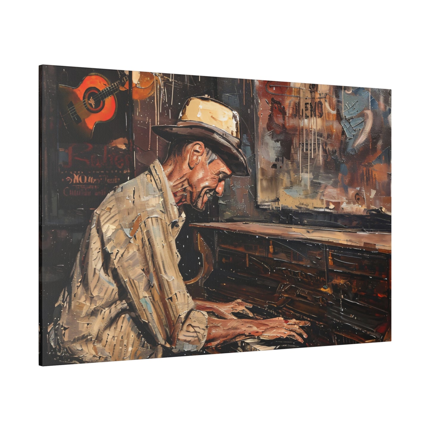 Matte Canvas, Stretched, 0.75" - Honky Tonk Piano Player