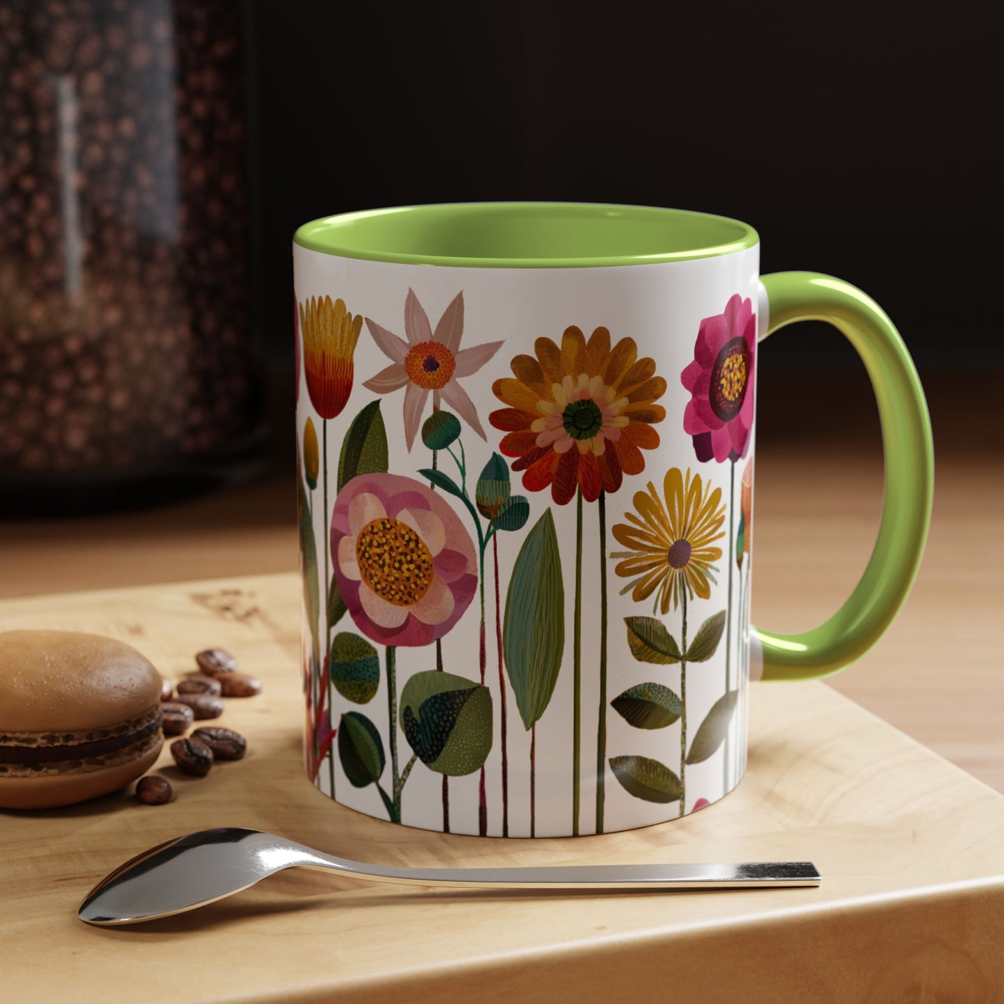 Floral Accent Coffee Mug - Vibrant Flower Design, Perfect for Home or Office, Great Gift for Garden Lovers, Spring Decor, Unique Floral Mug