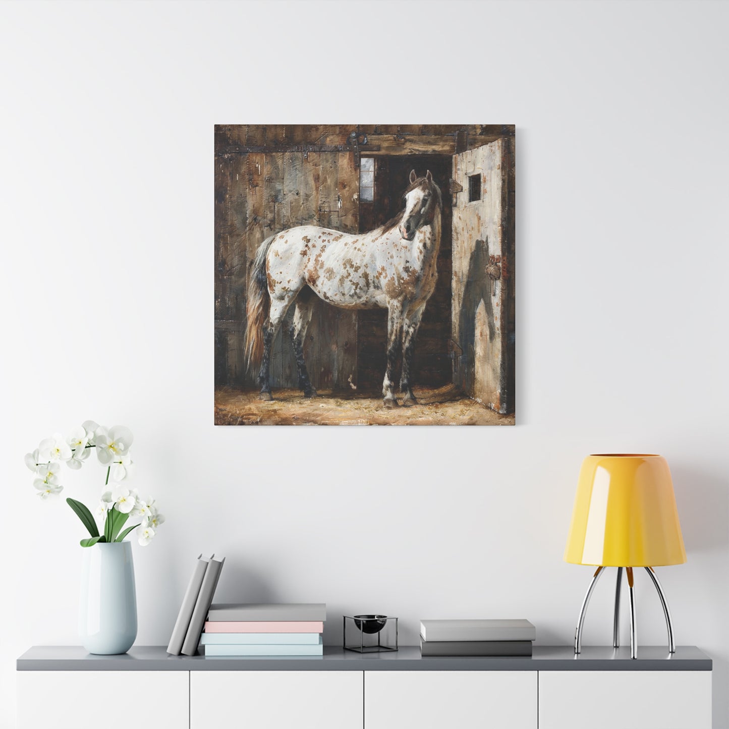 Appaloosa Horse Canvas Wall Art — Rustic Equestrian Stretched Matte Print
