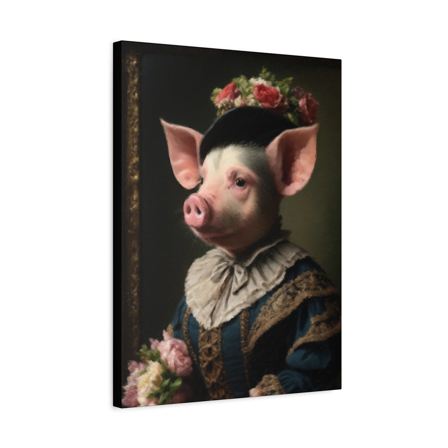 Piggy in Victorian Elegance Stretched Canvas Wall Art