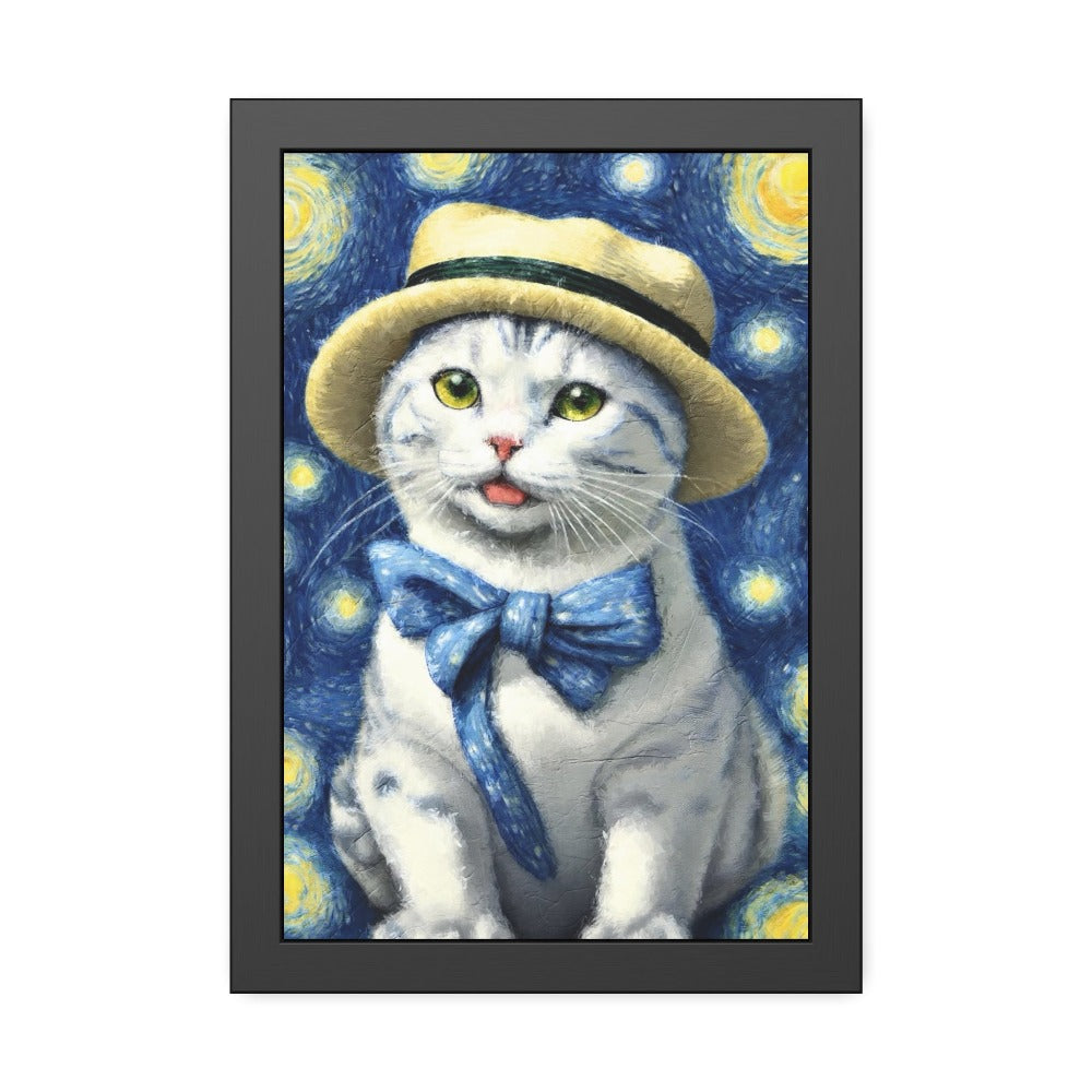 Starry Eye Cat Poster - Framed Paper Posters 