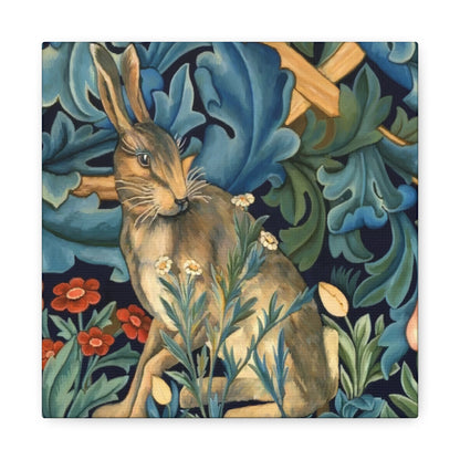 Matte Canvas, Stretched, 1.25" - William Morris Inspired Forest Rabbit