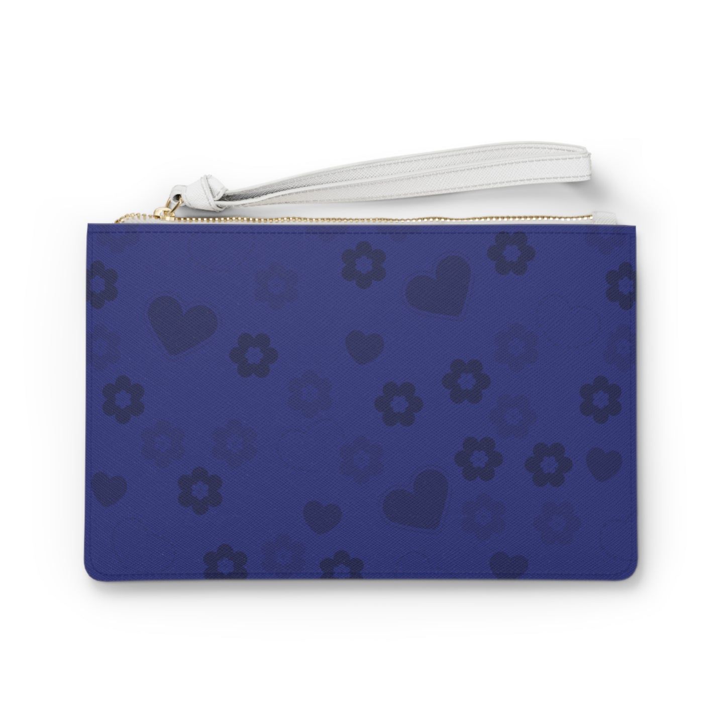 Clutch Bag - Blue Flowers and Hearts