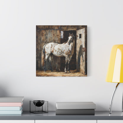 Appaloosa Horse Canvas Wall Art — Rustic Equestrian Stretched Matte Print
