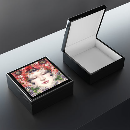 Jewelry/ Keepsake Box - Poppy Fairy - Lacquered Box  open lid