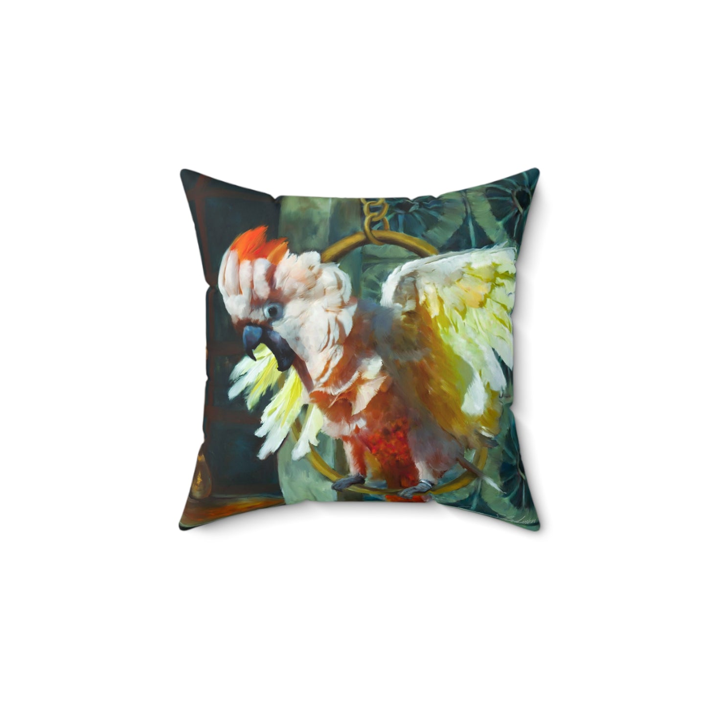 Moluccan Cockatoo Pillow -  Spun Polyester Square Throw Pillow with Insert