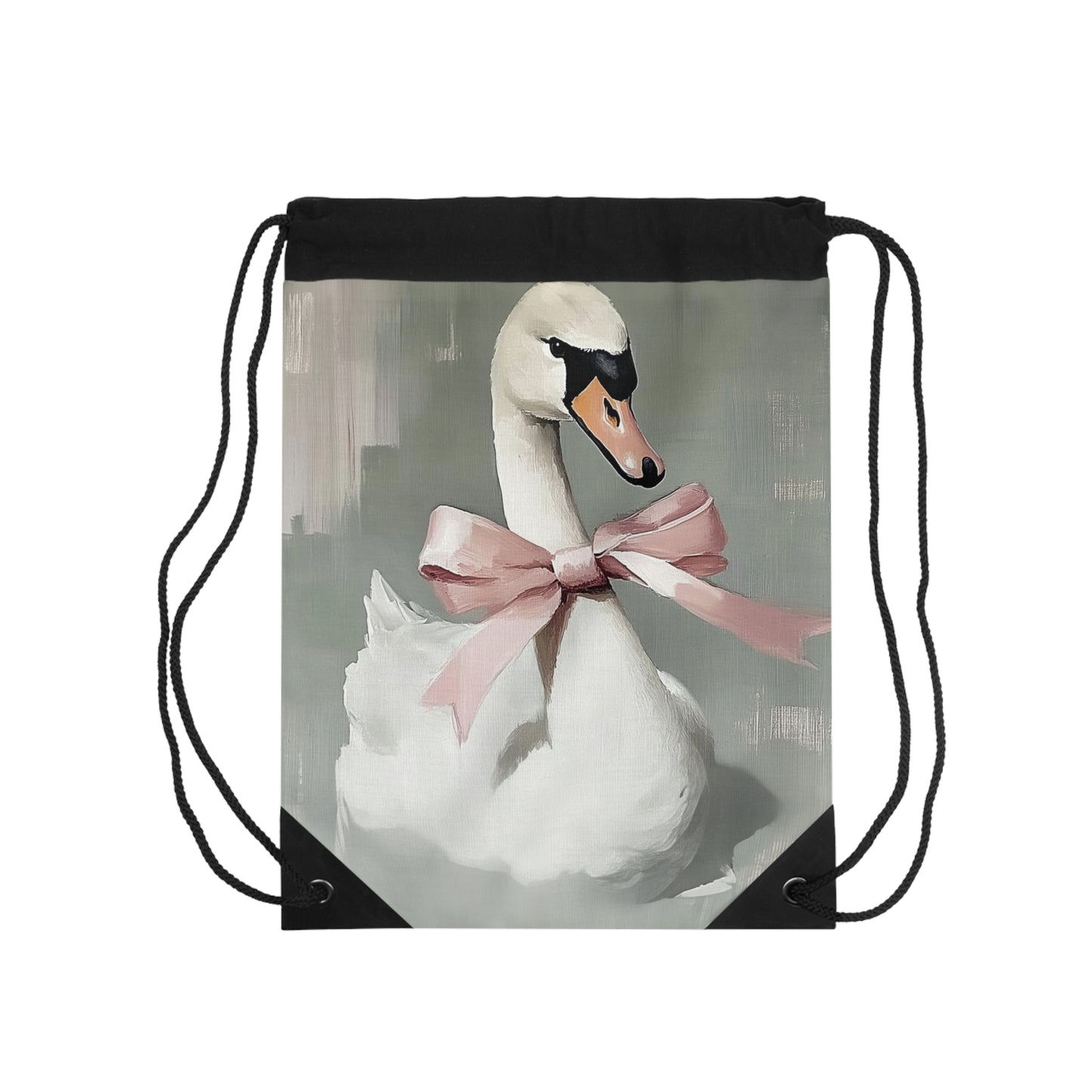 Elegant Swan Drawstring Bag, Perfect for Gifts, Gym, School, Travel, Unique Art Accessories