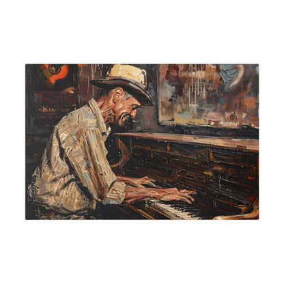 Matte Canvas, Stretched, 0.75" - Honky Tonk Piano Player