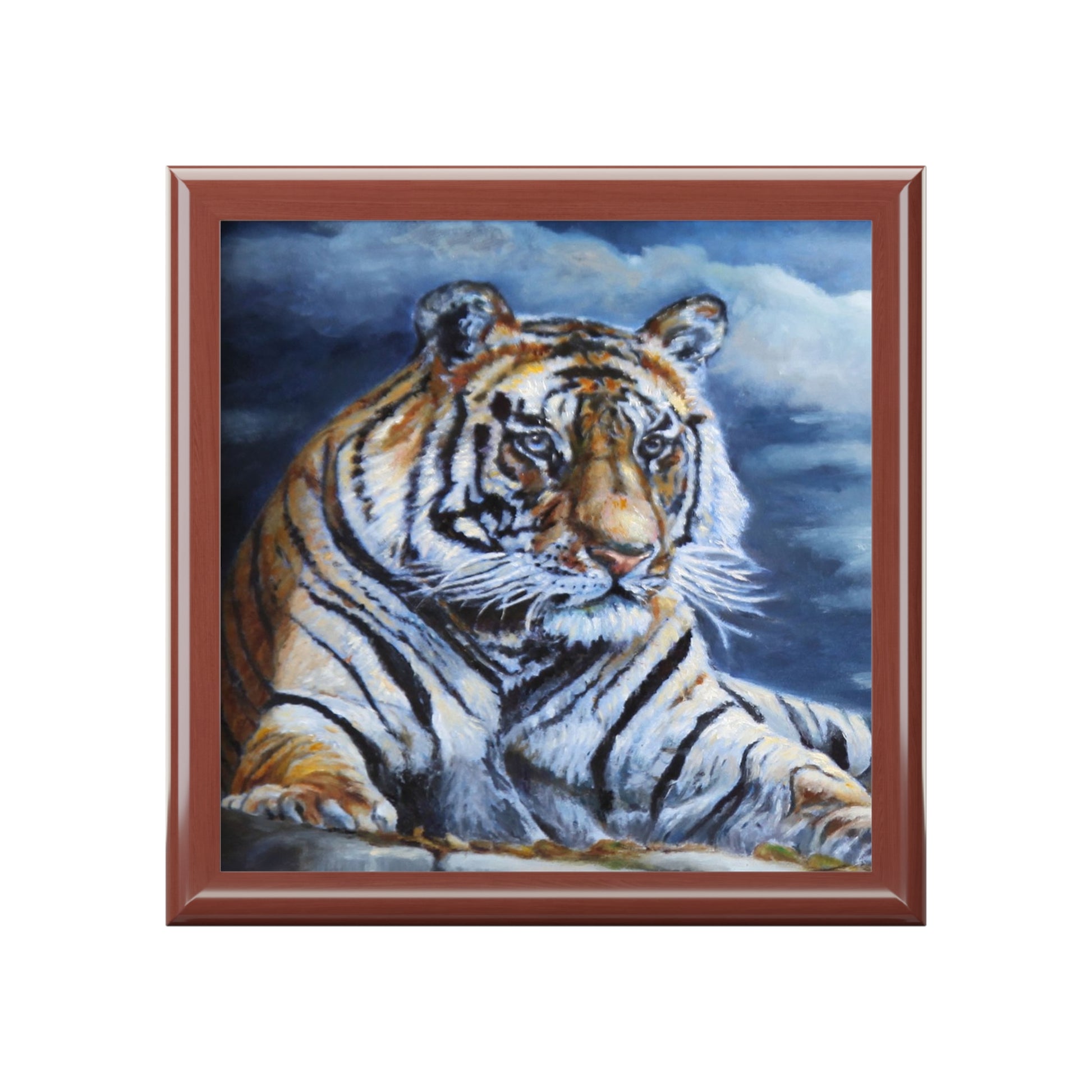 Jewelry/ Keepsake Box - Bengal Tiger Lacquer Box lid