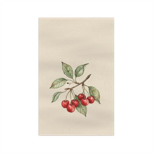 Cherry Branch Microfiber Tea Towel — Vintage Botanical Kitchen Towel